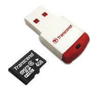 Transcend Micro SDHC 4GB Class 6 + USB čítačka