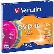 Verbatim DVD-R 16x, COLOURS 5ks v SLIM krabičke