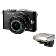 Olympus E-PL3 + Objektív 14-42mm II R black/black + externý blesk