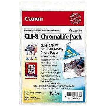 Canon CLI-8 C/M/Y - color pack + fotopapíry